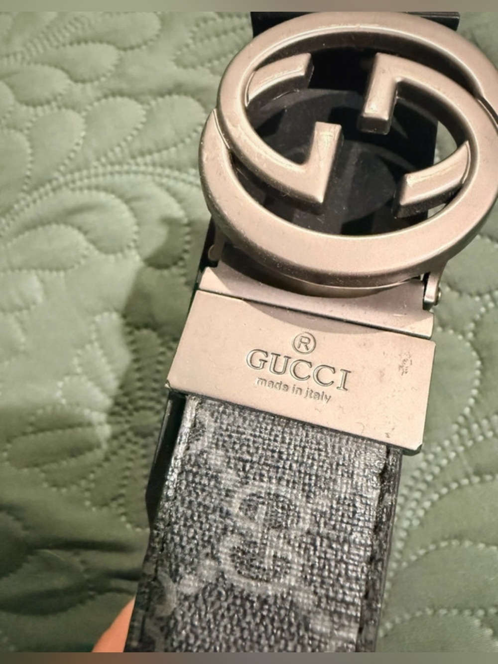 Black Monogram Canvas Belt with Silver Buckle